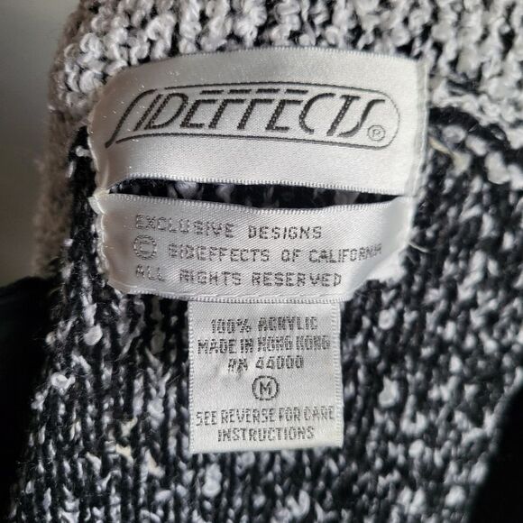 Vintage Women’s M Draped Open Front Contrast Cardigan Sweater Nubbie Knit - Picture 10 of 10